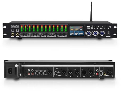 FULODE K-6 Professional KTV Digital pre-stage Effector Anti-howling Audio Processor Karaoke Mixer Reverberator with DSp effect echo USB MP3 Bluetooth optical.4 microphone input With remote control