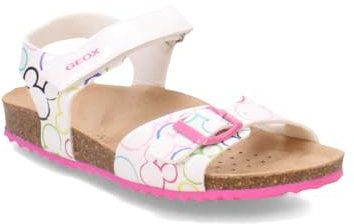 Geox J Adriel Girl C Sandales Fille, Blanc Multicolore, 30 EU