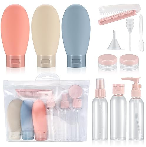 12 Pezzi Bottiglie da Viaggio, 60 ML Contenitori da Viaggio Ricaricabili, Boccette Flaconi da Viaggio Spremere Vuoti per Shampoo, Crema, Lozione, Balsamo, Liquidi