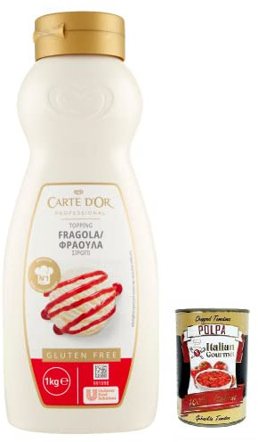Carte d'Or Topping Fragola, Sauce sucrée au goût de fraise pour la décoration de gâteaux et de crème glacée 1 kg + 400 g Gourmet Italian Gourmet Polpa di Pomodoro