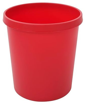PROREGAL Klassischer runder Kunststoff Papierkorb | 18 Liter, HxBxT 32x31x31cm | Rot