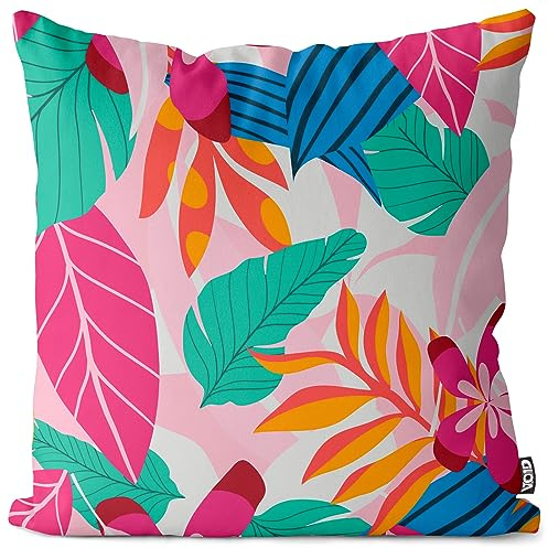 VOID Dschungel bunt Palmen Blumen Kissenbezug Kissenhülle Dekoration Ostern Outdoor Garten Kissen bezug deko, Kissen Größe:40 x 40 cm