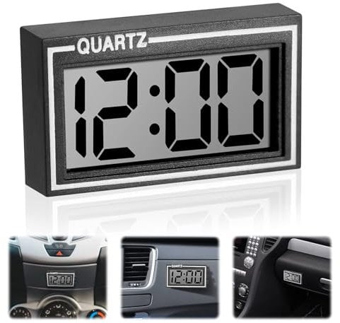 Autouhr Armaturenbrett, Mini Auto Uhr, Fahrzeug Elektronische Kleine Digitaluhr, LCD Digital Clock, Fahrzeug Auto Clock, Datum Zeit Kalender Mini Table Car Armaturenbrett Schreibtisch Uhr mit Klebepad