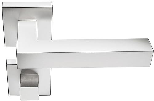 Sempro Drückergarnitur Quad aus V2A Edelstahl mit Stütznocken. Türgriff Set mit WC Rosetten