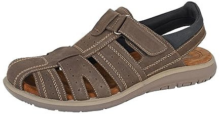 Roamers Mens Leather Touch Fastening Sandals (10 UK) (Brown)