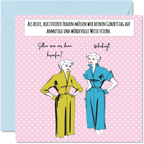 Stuff4 Lustige Geburtstagskarten für Frauen - Stilvolle Frauen - Glückwunschkarte zum Geburtstag für Mama Schwester Tochter Oma Tante Freundin 145 mm x 145 mm, Witzige Humor-Bday-Grußkarten