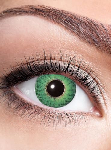 Grüne Iris Kontaktlinse/Jahreslinse mit Dioptrien - farbige Motivlinse mit Sehstärke (1 Stück) - Dioptrien: -3 - ideal für Halloween, Karneval, Motto-Party