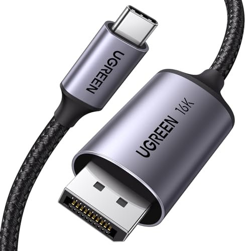 UGREEN USB C DisplayPort 2.1 Kabel 16K@30Hz 8K@120Hz 4K@240Hz 2K@240HZ, 40Gbps Thunderbolt 3/4 auf DP Kabel, HDR, UHBR10, Kompatibilität mit iPhone 15 Serie, Mac mini M4, Macbook Pro/Air, iPad Pro(2M)