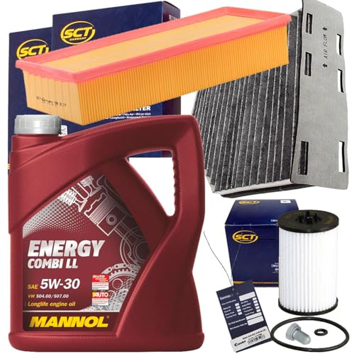 Inspektionspaket Filterset+Mannol 5W30 Öl | SH4088L,(OX787D)+SB2117+SAK166+1113800100+MN7907-5 für 5N Caddy 4 Q3 8U