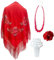 Mantón Bordado en Flores para Baile Flamenco Español, Set de Complementos Sevillana, Mantón, Collar, Flor y Peineta Flamenca para Adultos (Rojo)