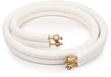 Idoneo Linea 1/4 + 1/2 vorisoliert Kältemittelleitung Kupferrohr Rolle Kupferrohre Kühlsysteme 18000BTU (20m, mit Überwurfmutter gebördelt)