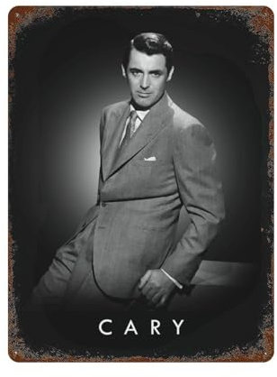 KSOXDAITIP Filmschauspieler Cary Grant Poster, Wanddekoration, Kunst, Metallblechposter, moderne Wohnkultur, Kunst, Metallposter, Hausbar, Laden, Dekorationen, Vintage-Schild, Geschenk, 39,9 x 30 cm
