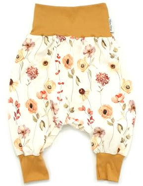 Kleine Könige Pumphose Baby Mädchen Hose · Modell Blumen Gräser Wild Flowers, Camel · Ökotex 100 Zertifiziert · Größe 110/116