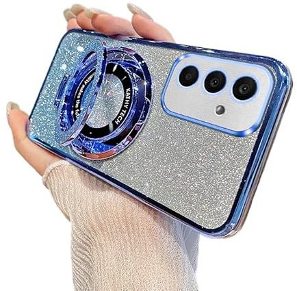 COTDINFOR Glitzern Handyhülle für Samsung A21S Hülle mit Ständer Plating TPU Silikon Cover Stoßfest Stoßschutz Schutzhülle Flash Aesthetic Glänzend Bling Dünnes Hülle für Galaxy A21S Blau DS.