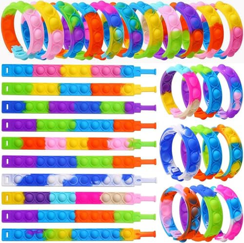 Pop Bubble Fidget Armband,20 PCS Spielzeug Anti Stress Fidget Armband Anti Stress Bubble Fidget Armband Spielzeug für Kinder Jungen Mädchen Stressabbau & Anti-Angs(Random Color)