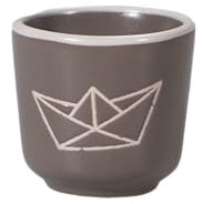 Seaside No.64 - maritimes Steingut-Geschirr in taupe - Mix & Match Serie aus Keramik - nautische Motive zum Kombinieren - Küchenzubehör, Geschenkartikel (Eierbecher, Papierboot)