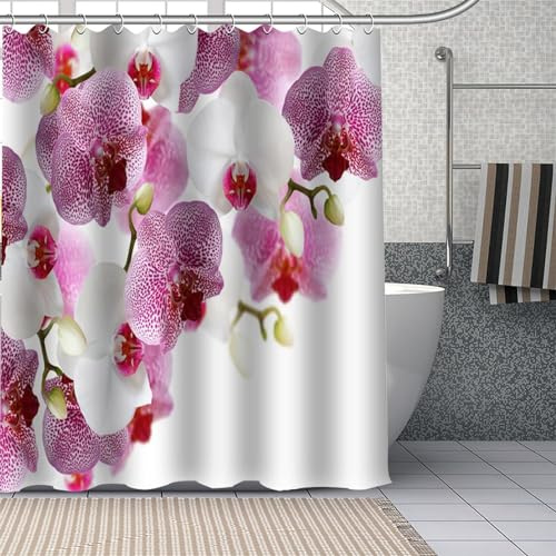 igyhuij 3D Duschvorhang 180x200 Orchidee - Waschbar Duschvorhänge Orchidee Badevorhang - Wasserabweisend Anti-Schimmel Shower Curtains mit 12 Haken J6542