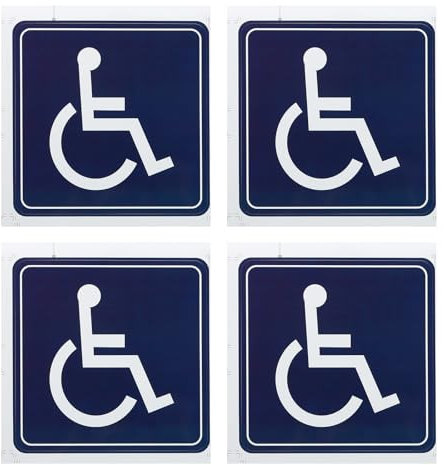 PATIKIL Handicap Sign Stickers 6x6 Inch, 4 Pack Vinyl Accessible Sign Disabled Wheelchair Symbol for Wheelchair Person Indoor Outdoor Window Door, Dark Blue