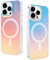 Magnetic Case for iPhone 13 Pro Compatible with MagSafe, Fluorescent Iridescent Translucent Frosted Shockproof Slim Silicone TPU Anti-fingerprint Case for Women, Girls