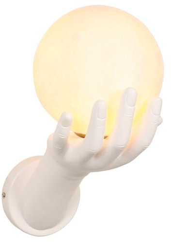 LIGKIN Wandleuchte Kreative Wandlampe in Handform Moderne LED-Wandleuchte mit G9 Glühbirne Wandleuchte aus Gips Wandbeleuchtung Deko für Schlafzimmer Loft Flur, Weiß