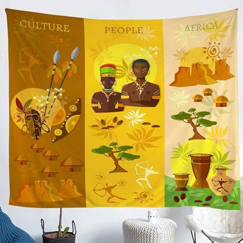 Pechiwuo Afrika Wandteppich Stamm Wandbehang Afrika Wandtuch Aesthetic mit Muster Wandteppiche 3D Tapisserie Tapestry für Schlafzimmer Wohnzimmer Wohnheim Deko 200 x 150 cm F795