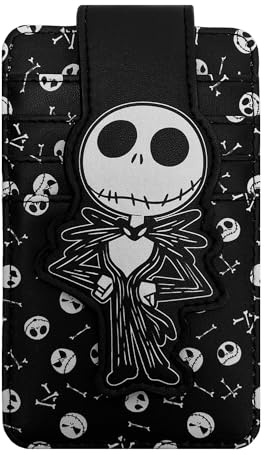 Disney Card Holder Wallet Minnie Mickey Stitch Eeyore Skellington Women Slim Compact, Jack Skellington Black, Casual