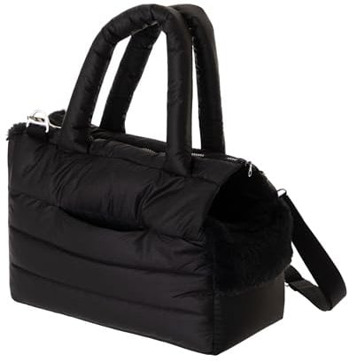 Transporttasche für Hunde und Katzen - Tasche für unterwegs, Dog Carrier -Schultertasche für Haustiere mit Gummiband mit Karabiner,bis 5 kg, schwarz