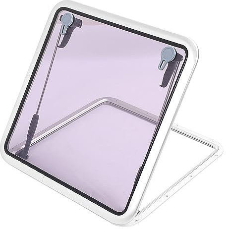 Boat Portlight Hatch Window, 600x600mm Boat Skylights Window Square Push Out Deck Porthole Skylights Ventilation Hatch with Support Rod for Yacht Ship RV
