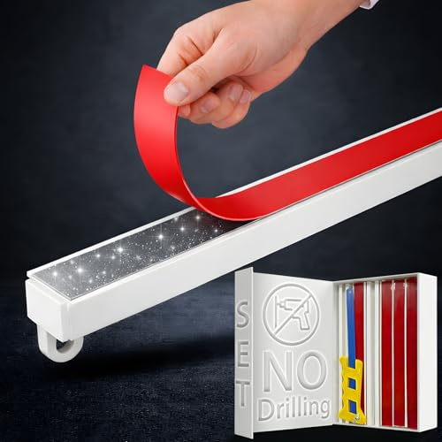 Self Adhesive Curtain Track No Drill Ceiling Curtain Track, Peel and Stick Curtain Rail Renter Friendly for Bedroom Bathroom Living Room (5.45FT/ 1.66M)