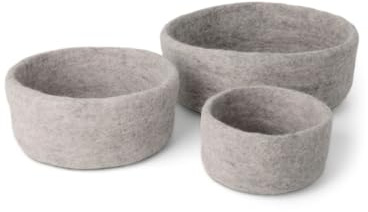 Gry & Sif Filzschalen 3er-Set, Natürliches Grau