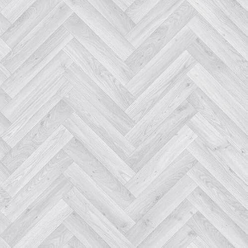 Grey Wood Herringbone Effect Vinyl Flooring For Kitchen, Bathroom, LivingRoom, 4.20mm Thick Vinyl Sheet, 7 Year Warranty, Suitable for underfloor heating-1 X 3 mt
