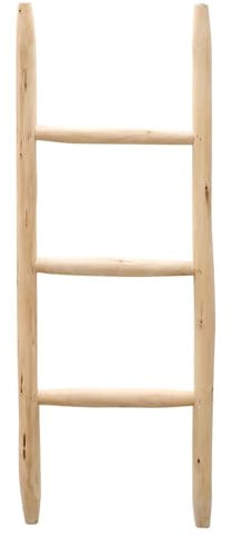 Marrakesch Boho Deko Dekoleiter aus Holz 92cm Handtuchleiter Manon Natur als Handtuchständer freistehend im Bad