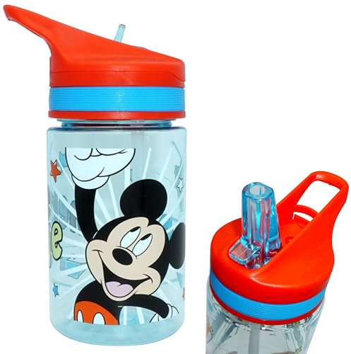Mickey Mouse Tritan Water Bottles Drinking Gym 400ml – BPA-Free Leakproof Tritan Bottle with Flip Lid – Reusable Disney Drink Bottle for School, Travel, Sports – Boys & Girls Ages 3+