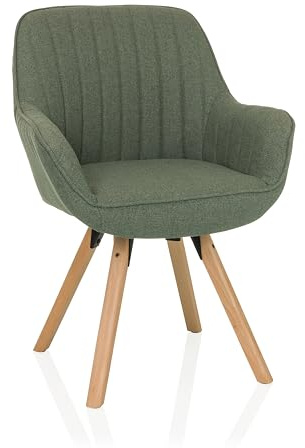 hjh LIVING Esszimmerstuhl drehbar Scandi Soft Polsterstuhl Armlehnstuhl mit Beinen aus Buche, bequem gespolstert, Stoffbezug Mint