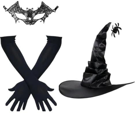 Halloween Witch Hat,Themed Events Witch Caps | Women Costume Wide Brim Hat Gloves for Halloween Cosplay Party Adults Masquerade Carnival Dress Up Photo Props