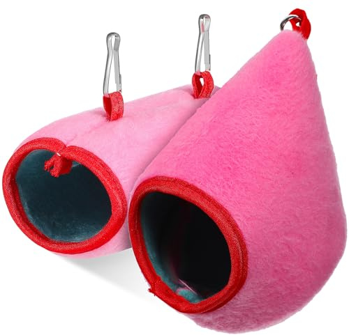 GARVALON Weiches Hamsterhaus mit Winter schlafbett und Vier Jahreszeiten Tunnel Rosa Kuschelnest für Kleintiere Schützende Wärmewohndecke für Hamster und Kleine Haustiere