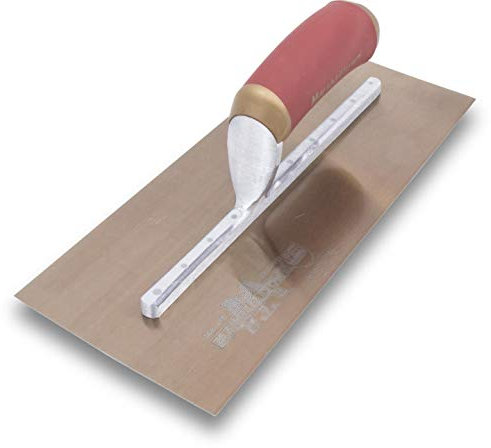 Frattazzo lisciante Marshalltown PermaShape, forma curva, in acciaio dorato, perfetto per stuccatori e stuccatori, dimensioni della frattazzo: 305x127 mm