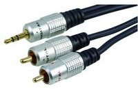HQ 3.5mm Stereo Jack to 2 Phono RCA OFC Audio cable 2m