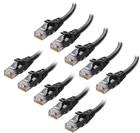 Cable Matters 10-Pack 10Gbps Snagless Short Cat6 Ethernet Cable 1.5m (Cat6 Cable, Cat 6 Cable) in Black 1.5 Meter