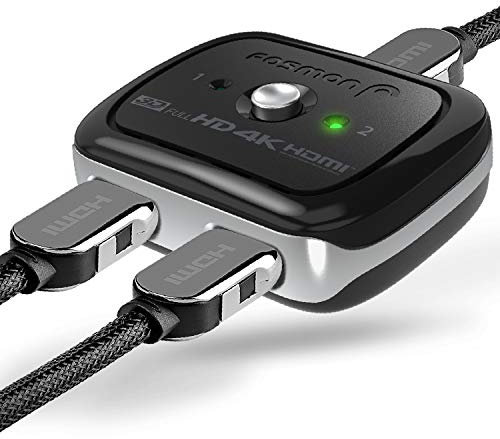 Fosmon 2-Port HDMI 2.0 Switch 4K 60Hz, 2x1 / 1x2 Bi-Directional HDMI Switcher UHD 4Kx2K 3D HD 1080p HDCP, 2 Input 1 Output Splitter Hub Compatible with HDTV, PS4, Xbox One, Apple TV, Roku, Fire Stick