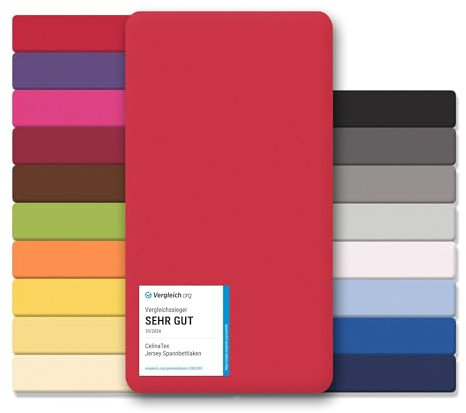 CelinaTex Jersey Spannbettlaken Lucina 200x200-200x220cm Rubin rot 100% Baumwolle gekämmt bis 26cm Matratzenhöhe Spannbettbezug, Leintuch, Bettlaken, elastisch, Strech, Oeko-Tex