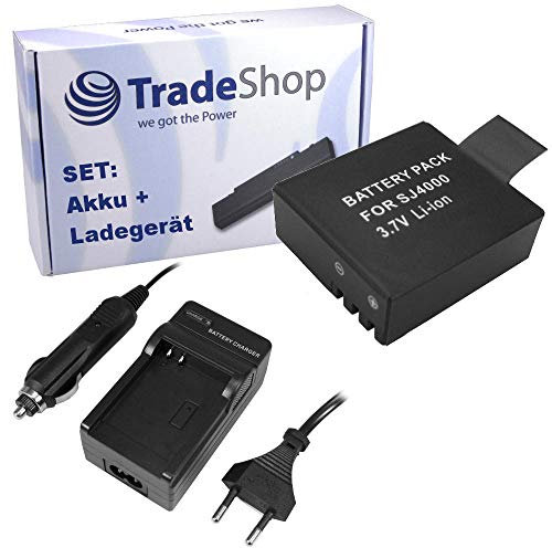 Trade-Shop Angebot IM Set: Kamera Li-Ion Akku 900mAh + Akku Ladegerät mit Kfz Adapter für Qumox SJ4000 SJ-4000 Sport Action Camera DX288812 DX288813