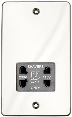 Knightsbridge FP8900GM FPAV8900GM Flat Plate 115V/230V Dual Voltage Shaver Socket-Gunmetal, Gun Metal-Black Insert