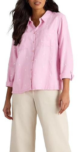 White Stuff Sophie Organic Cotton Shirt - Regular Fit, Cotton Fabric with Button Closure - Pink Multi - Size 16