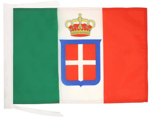 BANDIERA REGNO D'ITALIA CORONA 45x30cm - BANDIERINA REALE ITALIANA 30 x 45 cm cordicelle - AZ FLAG