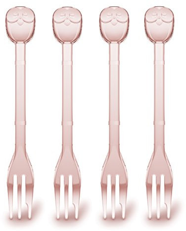 Koziol Torta Forcella Set di Elli, Plastica, Rosa Trasparente, 1.2 x 2.3 x 15.2 cm