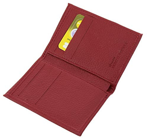 FASHIONGEN - Porte-Cartes en Cuir de Vachette, pour Carte de crédit, fidélité et visites, pour Femme et Homme, Sawsan - Rouge - Anti RFID
