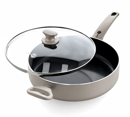 GreenPan Cambridge Schmorpfanne mit Deckel (28 cm/4,2l), gesunde keramische Antihaftbeschichtung, PFAS-frei, induktionsgeeignet, spülmaschinengeeignet, Bronze