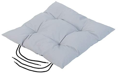 Gardenista Sitzkissen für Gartenstuhl, mit Bändern, rutschfreie, hypoallergene, getuftete Polsterung, wasserabweisend, dicke Qualität, ideal für drinnen und draußen, sichere Bänder (1 Stück, grau)