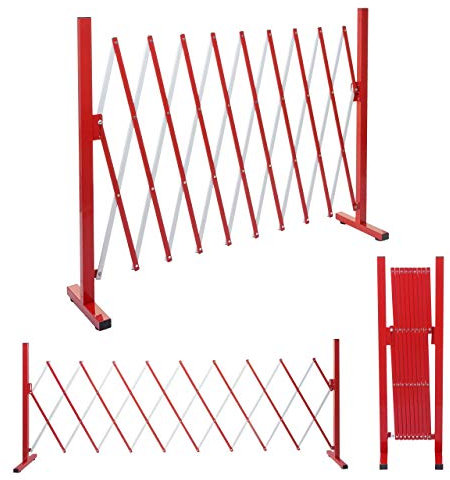 Absperrgitter HWC-B34, Scherengitter Zaun Schutzgitter ausziehbar, Alu rot-weiß - Höhe 103cm, Breite 32-265cm